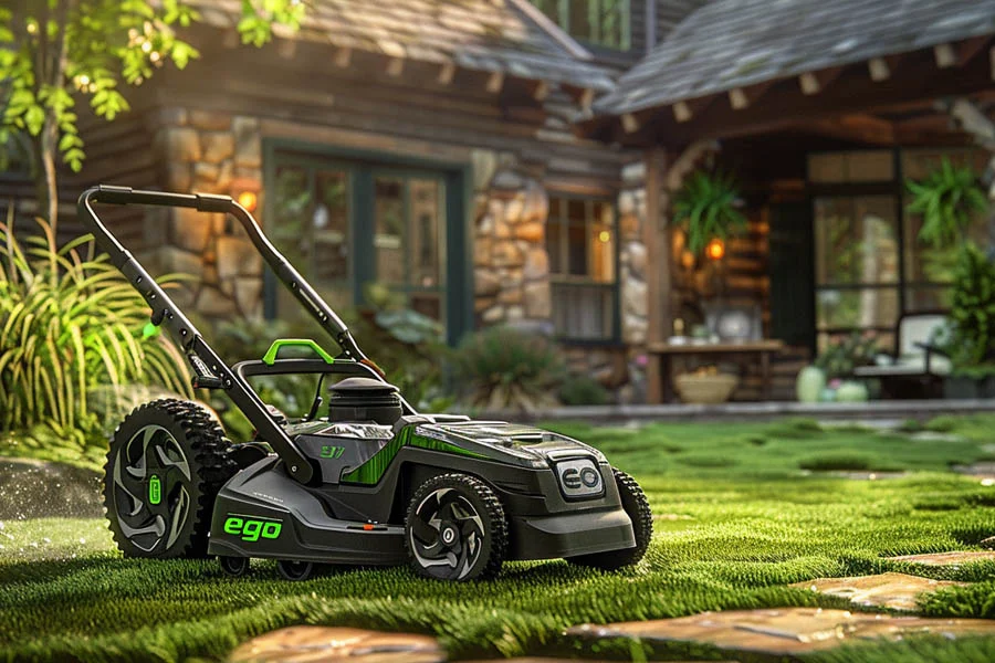 electric lawn mower with bag